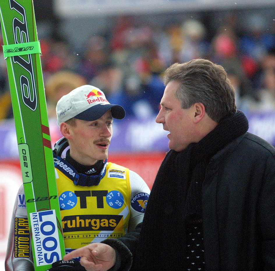 Adam Małysz i prezydent Aleksander Kwaśniewski (Zakopane, 2002)