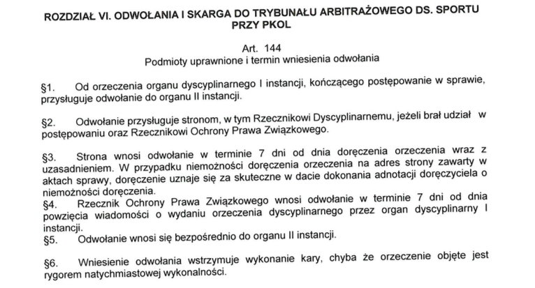 Wyciąg z Regulaminu Dyscyplinarnego PZPN