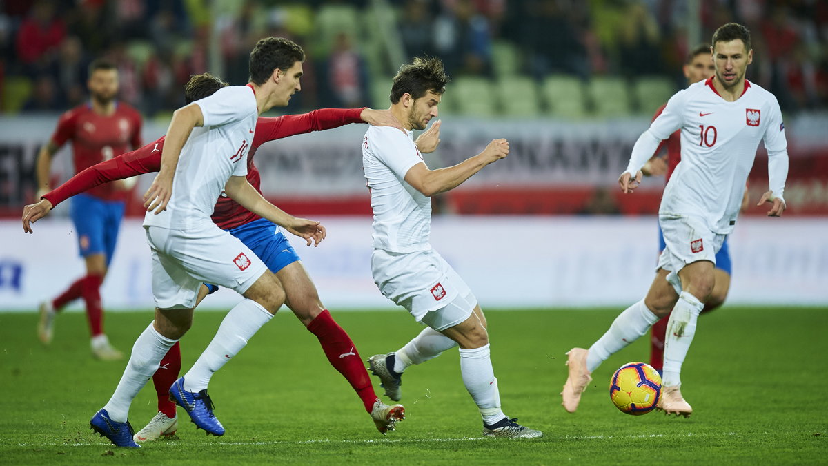 Bartosz Bereszyński, Marcin Kamiński i Grzegorz Krychowiak w meczu z Czechami