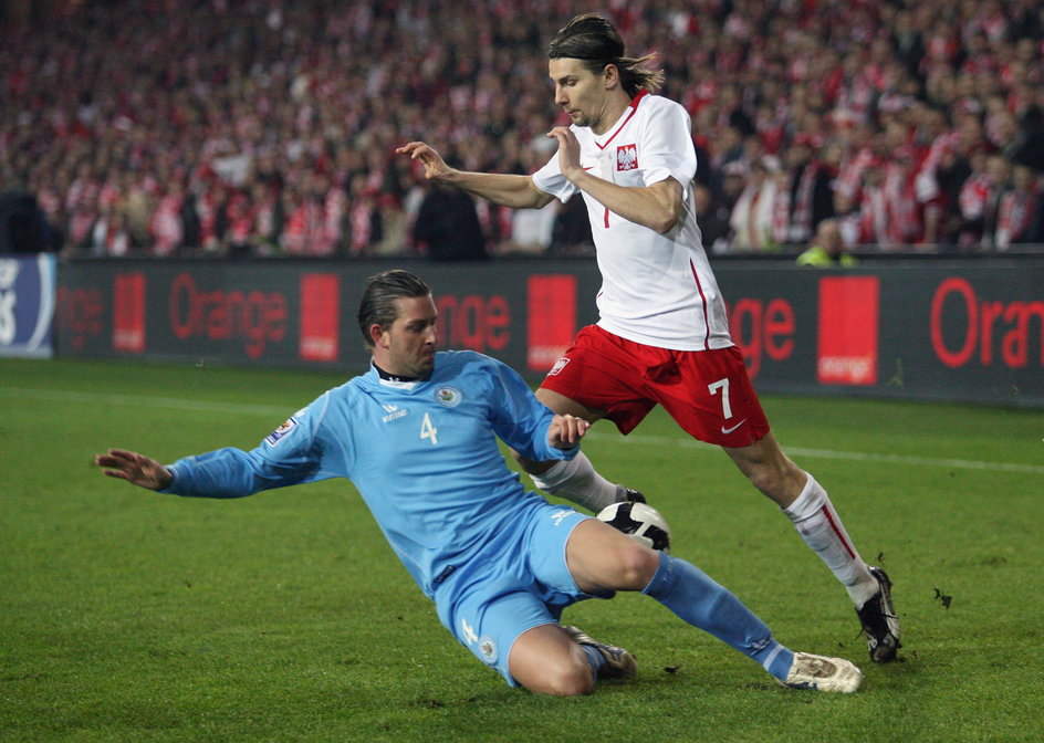 Euzebiusz Smolarek podczas meczu Polska - San Marino (10:0)