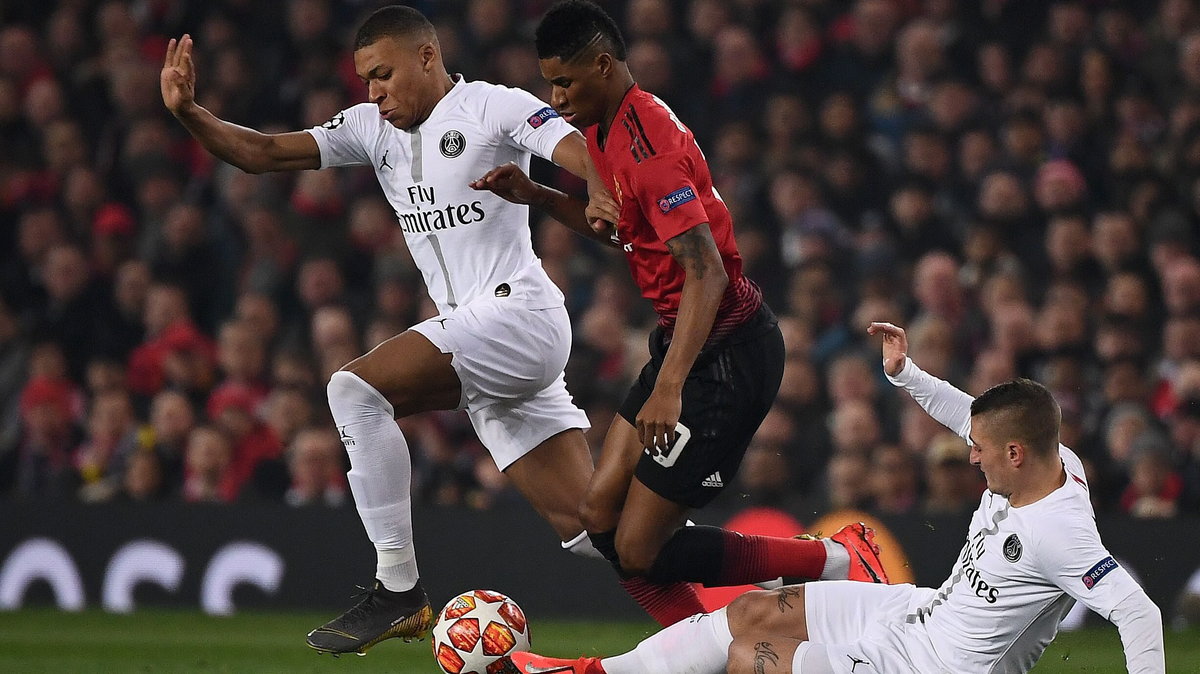 Mbappe i Rashford w walce o piłkę w pierwszym meczu, wygranym przez PSG 2-0