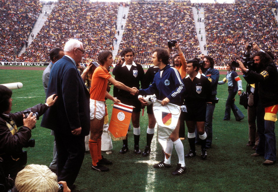 Johan Cruyff i Franz Beckenbauer przed meczem RFN - Holandia