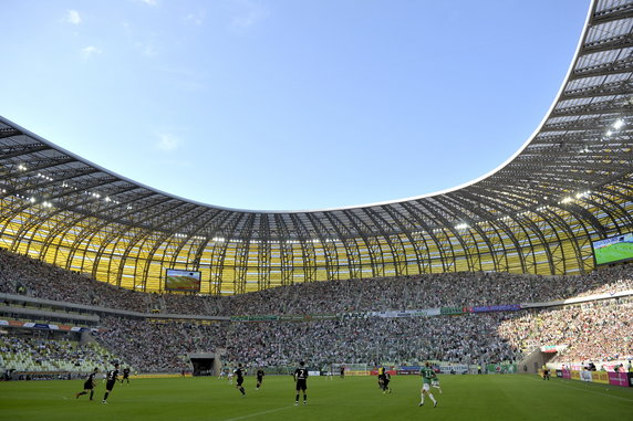 Stadion PGE Arena w Gdańsku podczas meczu T-Mobile Ekstraklasy pomiędzy Lechią Gdańsk, a Cracovią Kraków, fot. PAP/Adam Warżawa