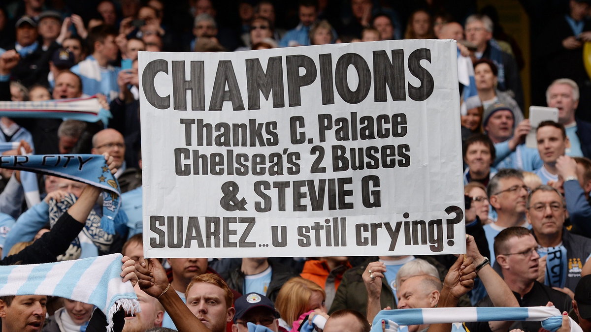 Obraźliwy transparent kibica Manchesteru City 