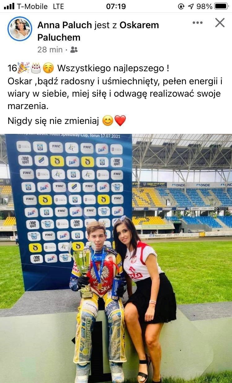 Mama Oskara Palucha składa mu życzenia