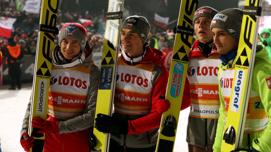 Piotr Żyła, Kamil Stoch, Maciej Kot i Dawid Kubacki