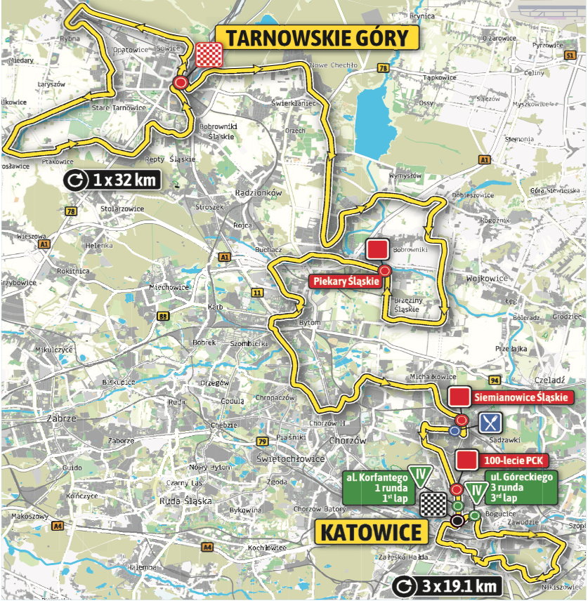 Trasa 2. etapu Tour de Pologne 2019