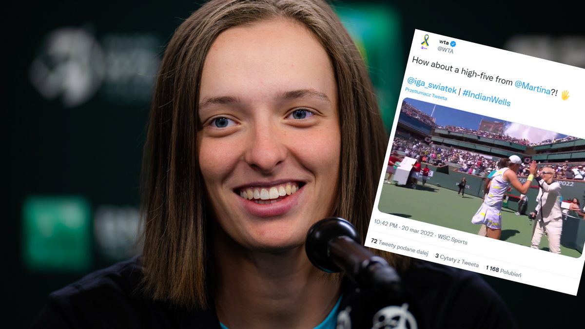 Iga Świątek zauważyła Martinę Navratilovą dopiero po chwili (twitter.com/WTA)