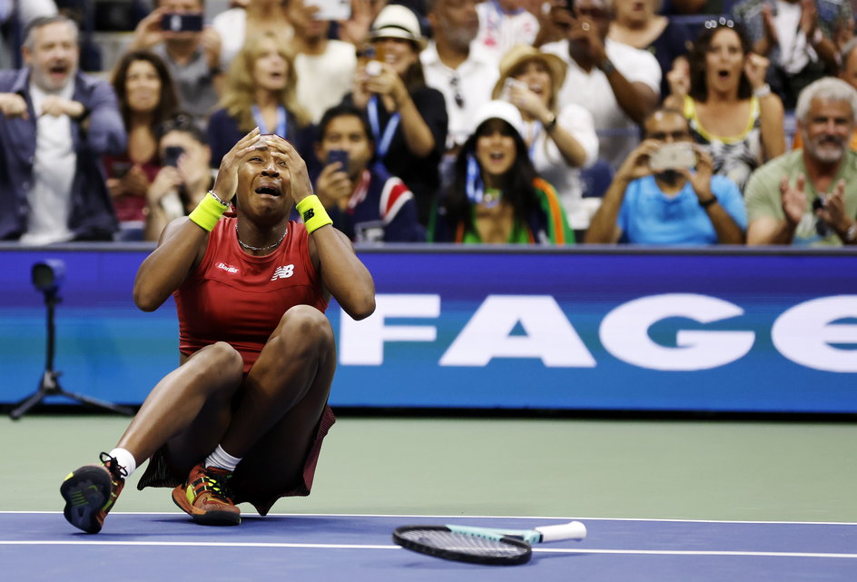 Coco Gauff tuż po zwycięstwie w US Open