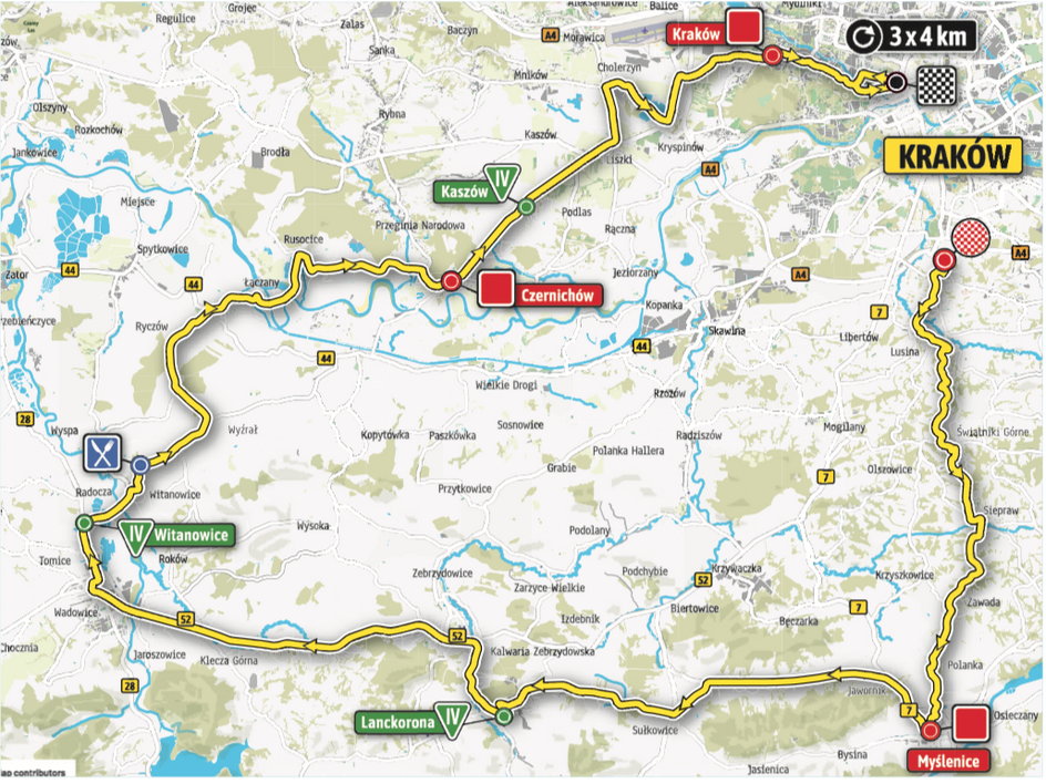 Trasa 1. etapu Tour de Pologne 2019