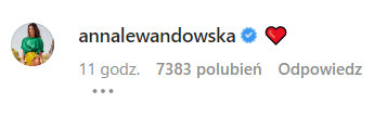 Reakcja Anny Lewandowskiej pod wpisem Roberta Lewandowskiego