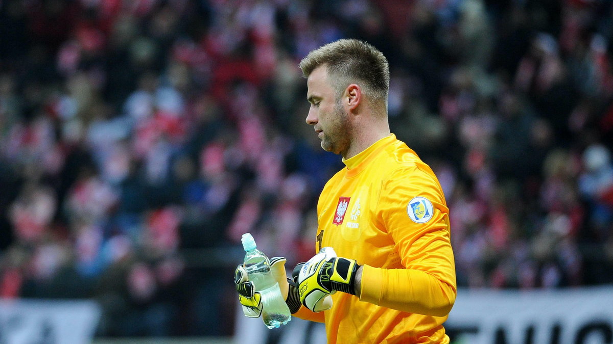 Artur Boruc podczas meczu Polska - San Marino 