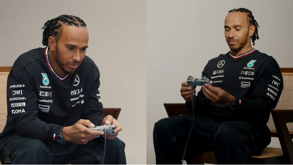 Lewis Hamilton podczas gry w "Drivera"
