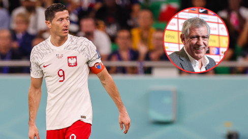 Robert Lewandowski, w kółku: Fernando Santos