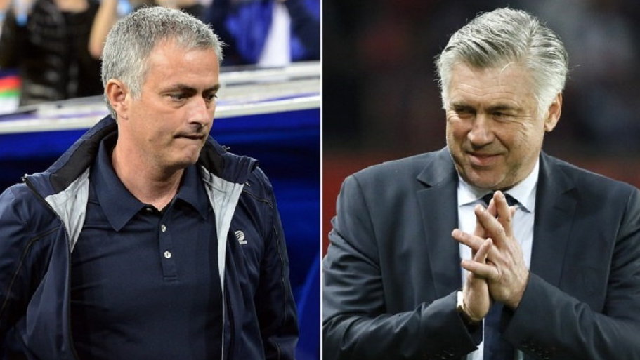 J.Mourinho, C.Ancelotti, fot. JAVIER SORIANO/AFP