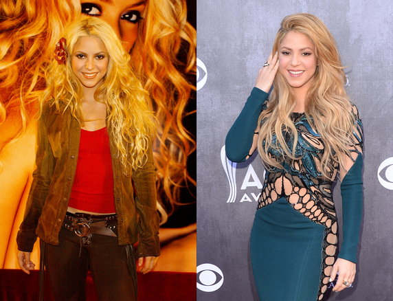 Shakira w 2001 i 2014 roku