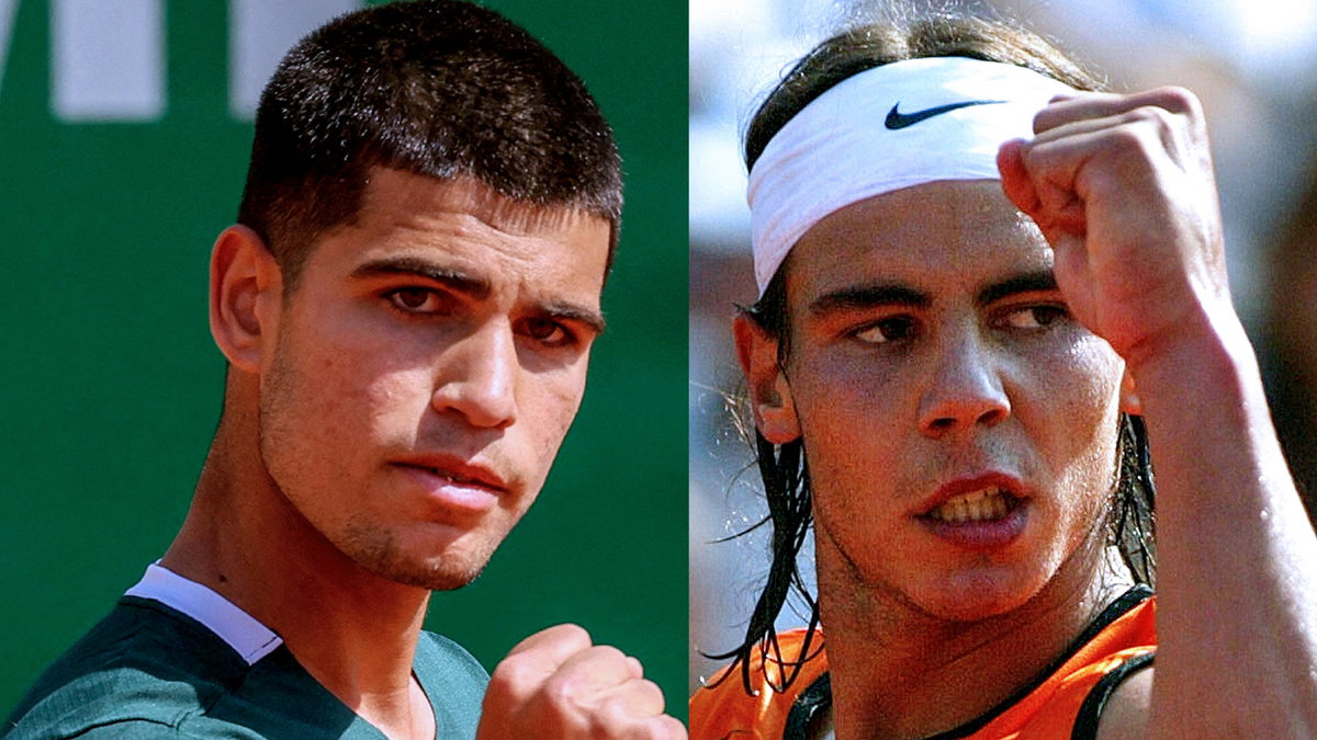 Carlos Alcaraz i młody Rafael Nadal