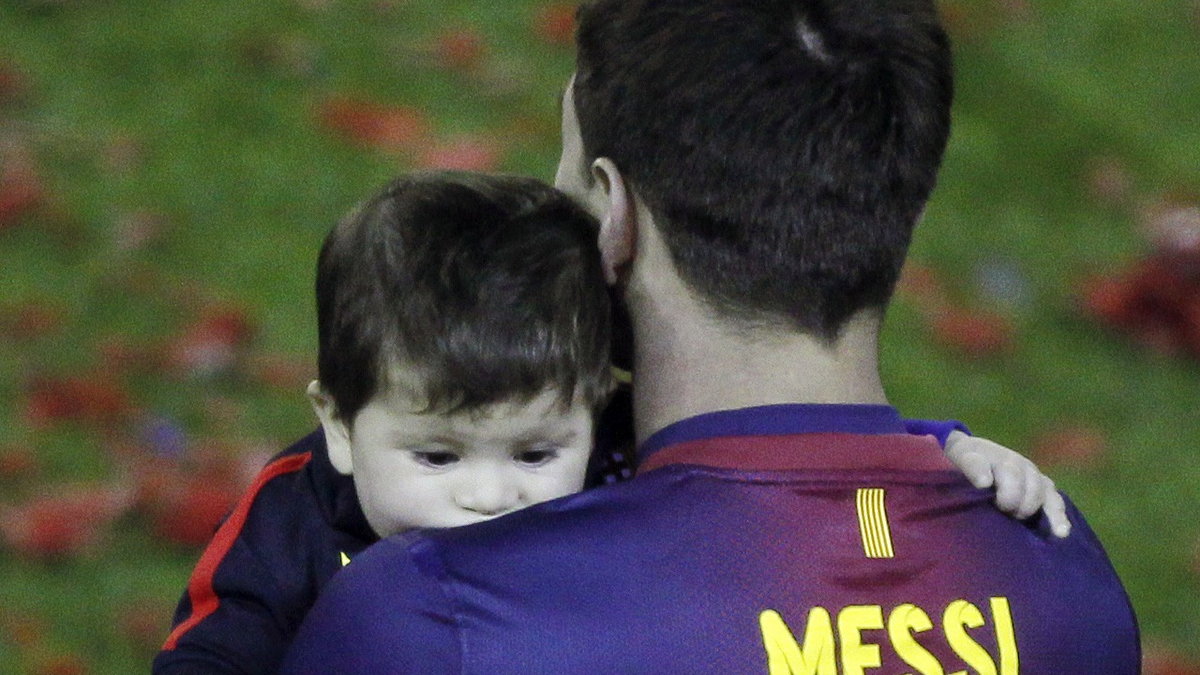 Lionel Messi z synem Thiago