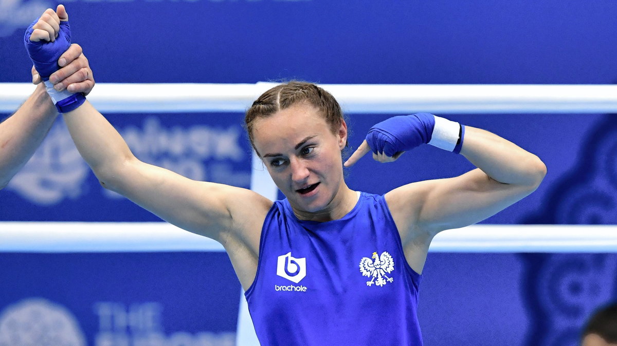 Sandra Drabik po wygraniu ćwierćfinału Igrzysk Europejskich w Mińsku w 2019 r.