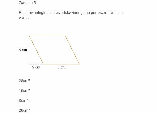 Jakie Pole Ma Zacieniowany Rownoleglobok - Jakie jest pole równoległoboku przedstawionego na poniższym rysunku