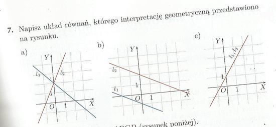 Napisz układ równań, którego interpretację geometryczną przedstawiono
