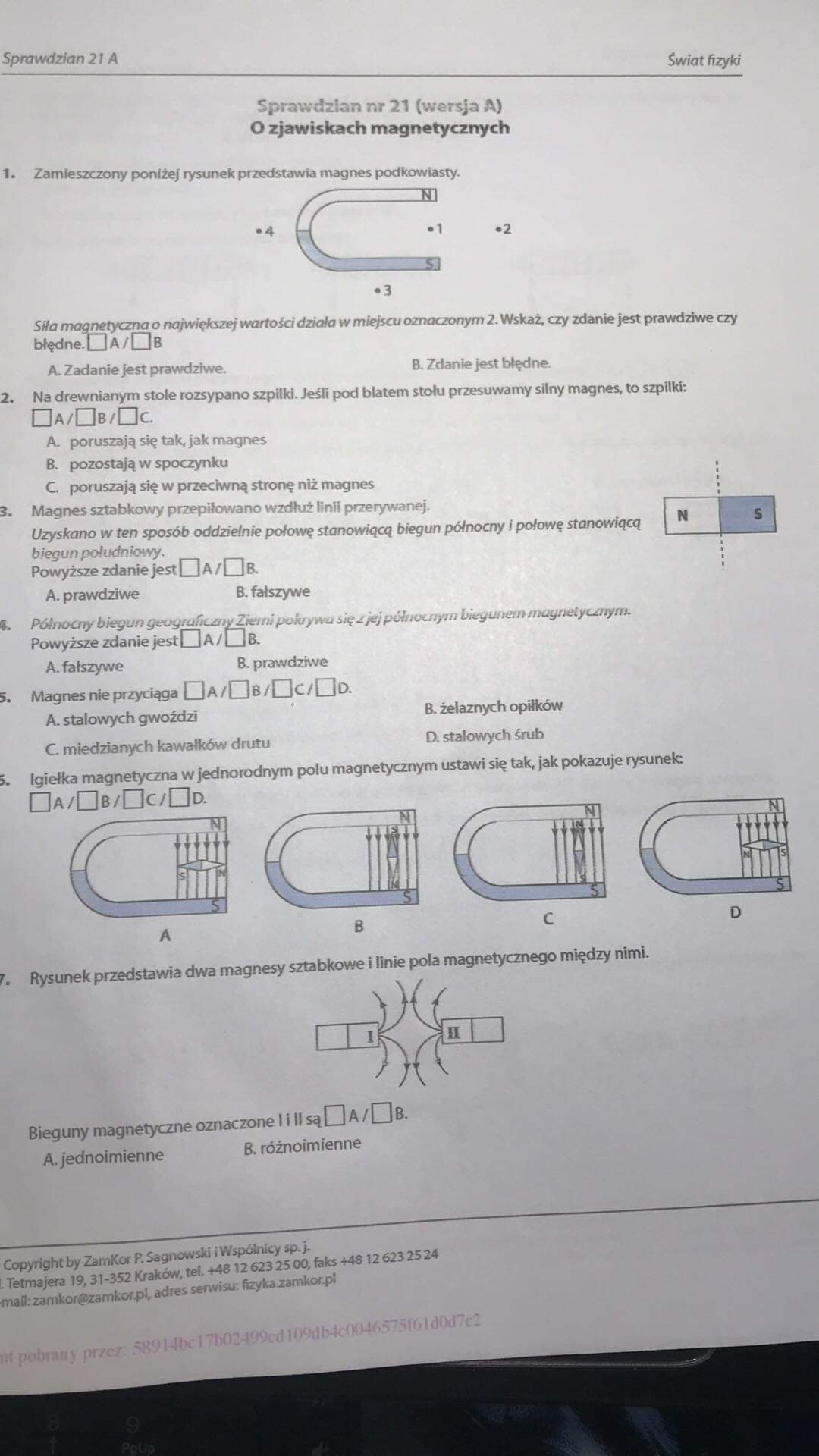 O Zjawiskach Magnetycznych Sprawdzian Klasa 8 Margaret Wiegel 7223