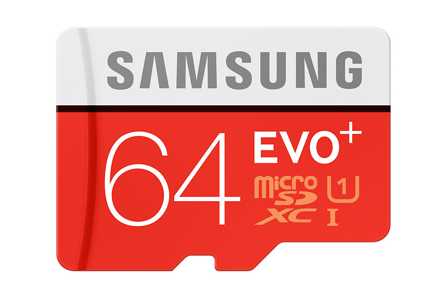 SAMSUNG EVO+ MICROSDXC 64GB | Szybkość Zapisu: 20 MB/s, Szybkość Odczytu: 80 MB/s |