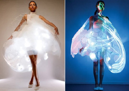 Suknia odzwierciedlająca nastrój. Strój zmienia barwę światła w zależności od temperatury ciała