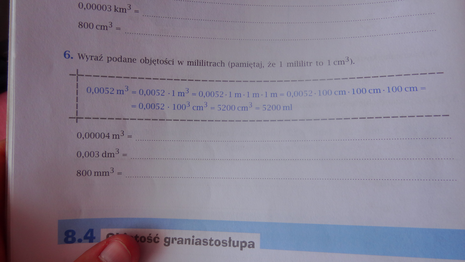 Wyraz Objetosci We Wskazanej Jednostce L