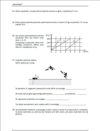 Przemiany Energia Mechaniczna Sprawdzian Gimnazjum