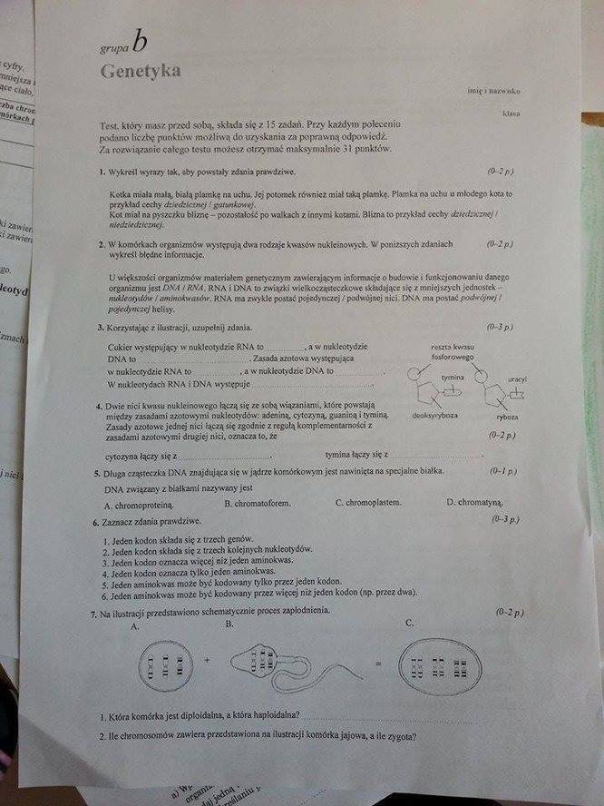 Ma ktoś odpowiedzi do tych sprawdzianów (Puls Życia 3 Genetyka