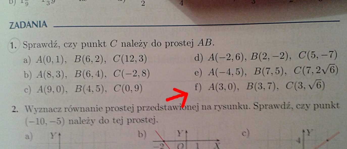 Sprawdź czy punkt C należy do prostej AB – zadania, ściągi i testy