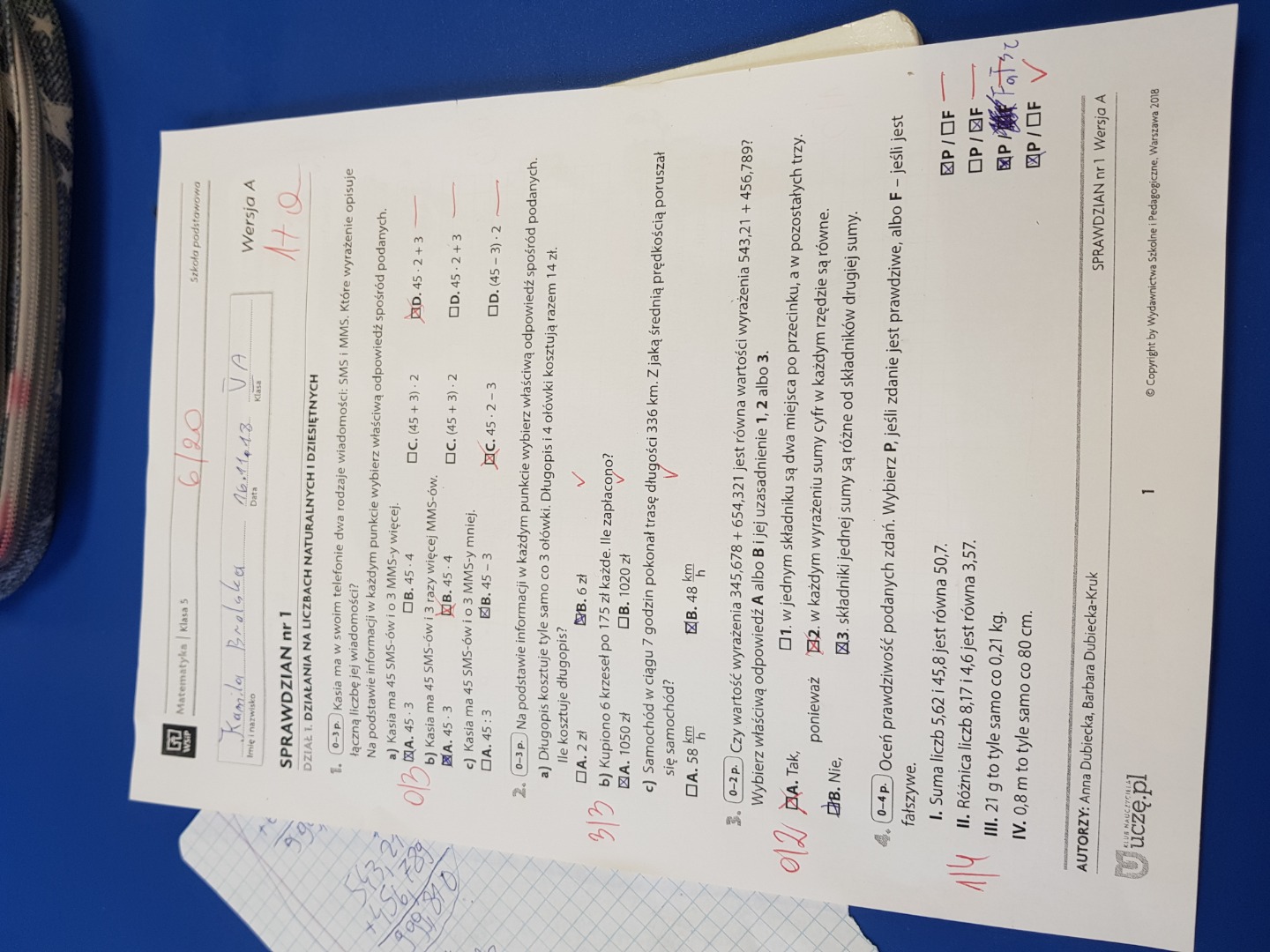 Zapytaj Onet Pl Sole Sprawdzian Klasa 8 - Sprawdzian Matematyka pani mi zaznaczyła dobre odpowiedzi jako źle