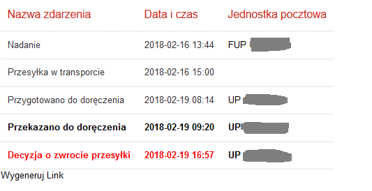 Co oznacza decyzja o zwrocie przesyłki na emonitoring.poczta-polska.pl/? -  Zapytaj.onet.pl -