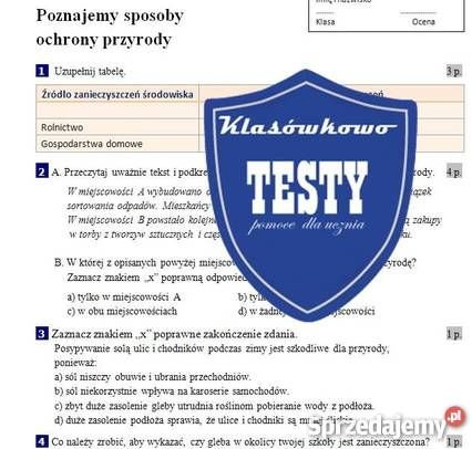 Sprawdzian 5 Kl Poznajemy Sposoby Ochrony Przyrody