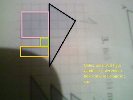 Bok kratki ma długość 1. Oblicz pola narysowanych figur. – zadania