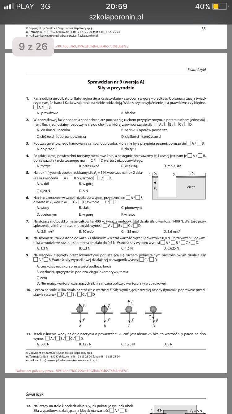 Fizyka Klasa 7 Dynamika Sprawdzian Test Z Fizyki Klasa 7 - Margaret Wiegel