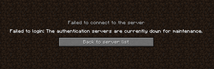 minecraft server authentication servers are down