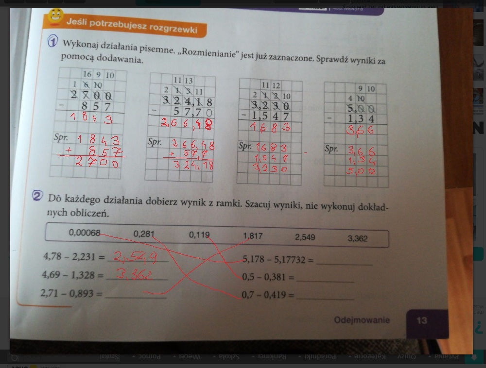 Szybko z maty 6 klasa zad 1 2 4 że str 13 matematyka z kluczem