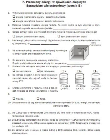 Ma ktoś odpowiedzi do sprawdzianu z fizyki kl.2 "Przemiany energii w