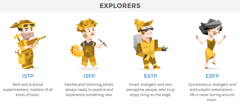 Odkrywcy - ISTP, ISFP, ESTP, ESFP