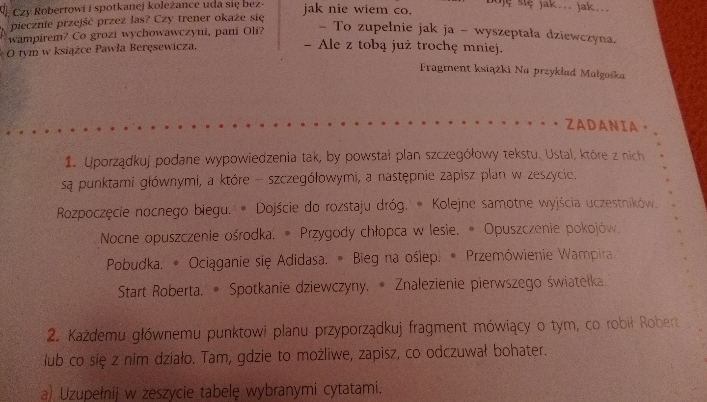 Na Podstawie Tekstu Utworu Uporządkuj Plan Najważniejszych Wydarzeń Uporządkuj podane wypowiedzenia tak, by powstał plan szczegółowy tekstu