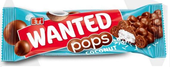 Wanted pops coconut (mleczna czekolada + wiórki kokosowe + pszenne płatki = kukurydza)