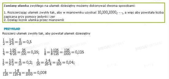 Jak sie zamienia ulamki dziesietne na zwykle i zwykle na dziesietne