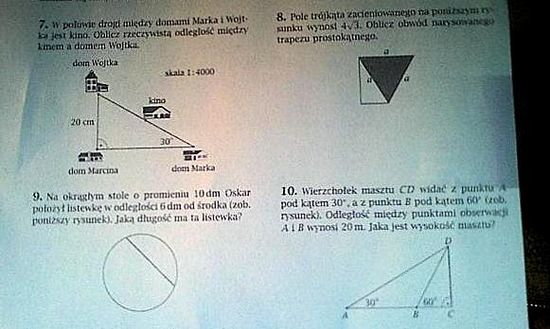 Matematyka poziom gimnazjum. Zadanie dot. twierdzenia pitagorasa