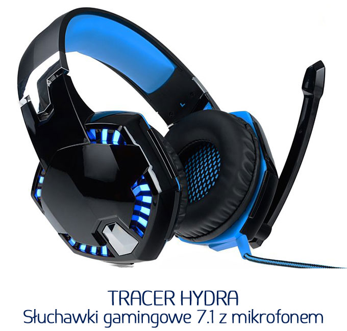 SŁUCHAWKI Z MIKROFONEM GRACZY 7.1 USB TRACER HYDRA