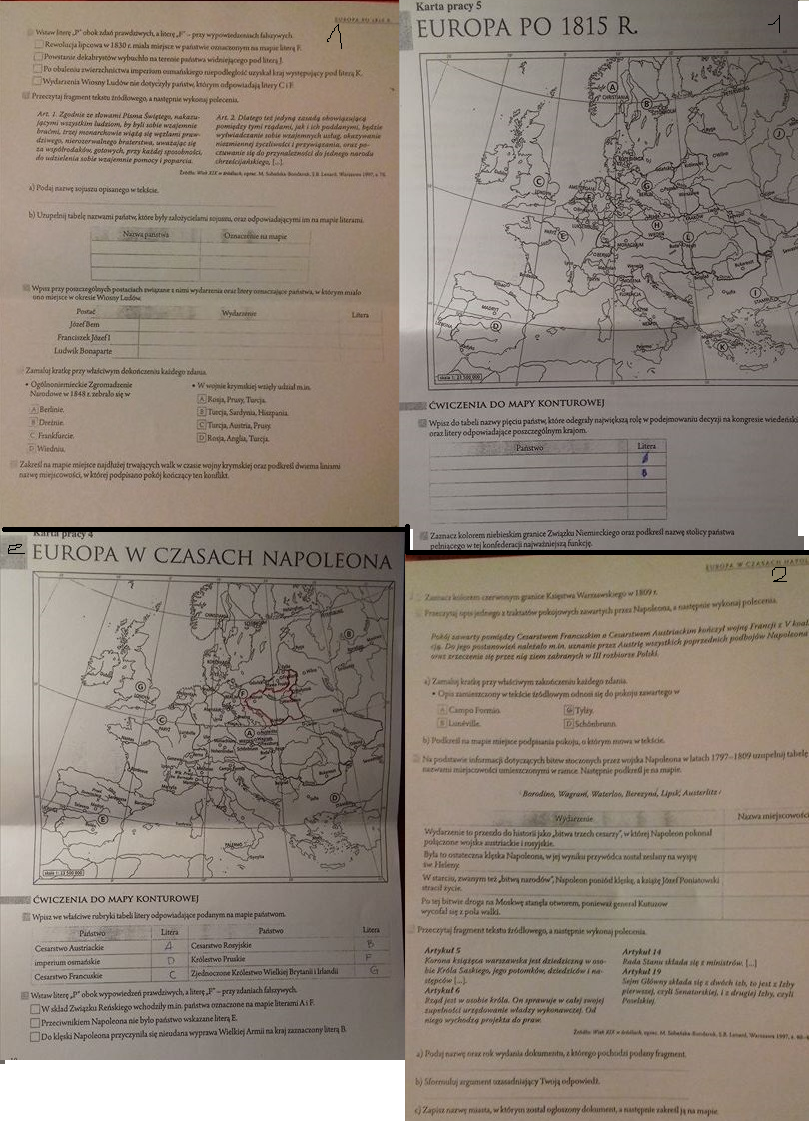 Sprawdzian Z Historii śladami Przeszłości 2 Rzeczpospolita W Xvi Wieku Karty pracy z historii "Europa po 1815r." i "Europa w czasach Napoleona