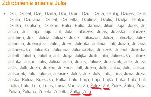 Jakie znacie zdrobnienia od imienia Julia ? - Zapytaj.onet.pl
