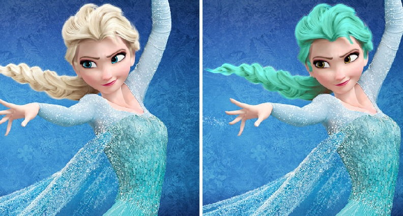 Elsa z zielonymi włosami
