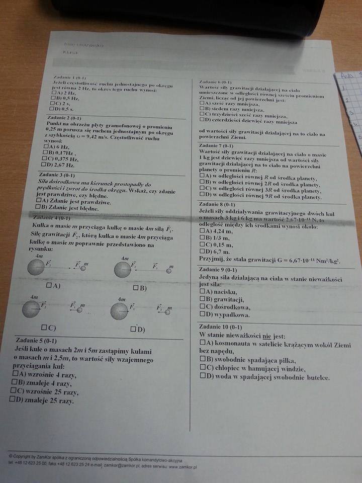 Astronomia I Grawitacja Sprawdzian Nowa Era Liceum zapytaj.onet.pl